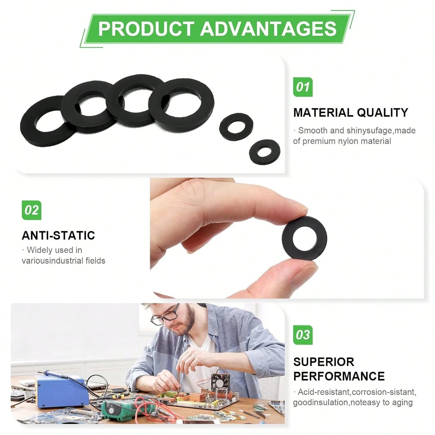 650-Pieces Nylon Flat Washer For Screws Bolts, 7 Sizes Black Plastic Washers Assortment Kit (M3-M12), Assorted Screw Washers Washer Set For Household &Amp; Commercial