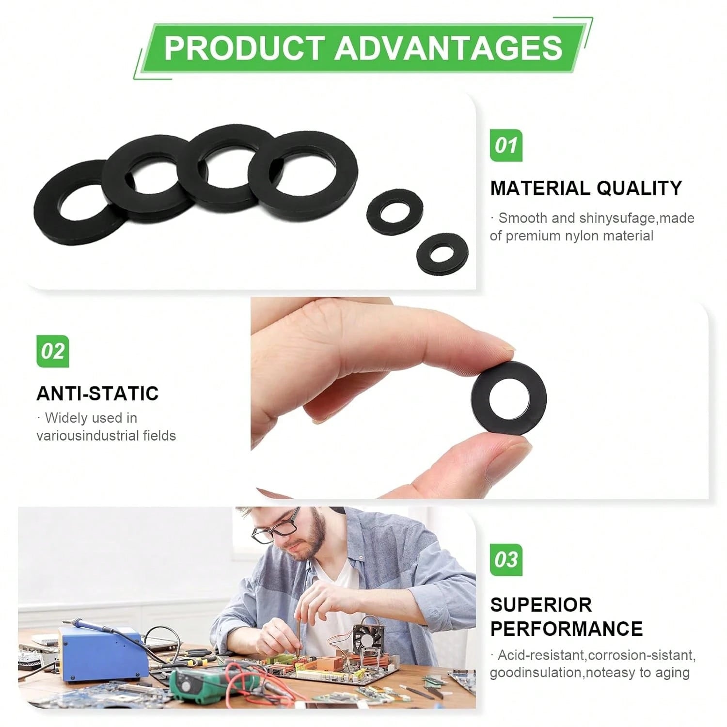 650-Pieces Nylon Flat Washer For Screws Bolts, 7 Sizes Black Plastic Washers Assortment Kit (M3-M12), Assorted Screw Washers Washer Set For Household &Amp; Commercial