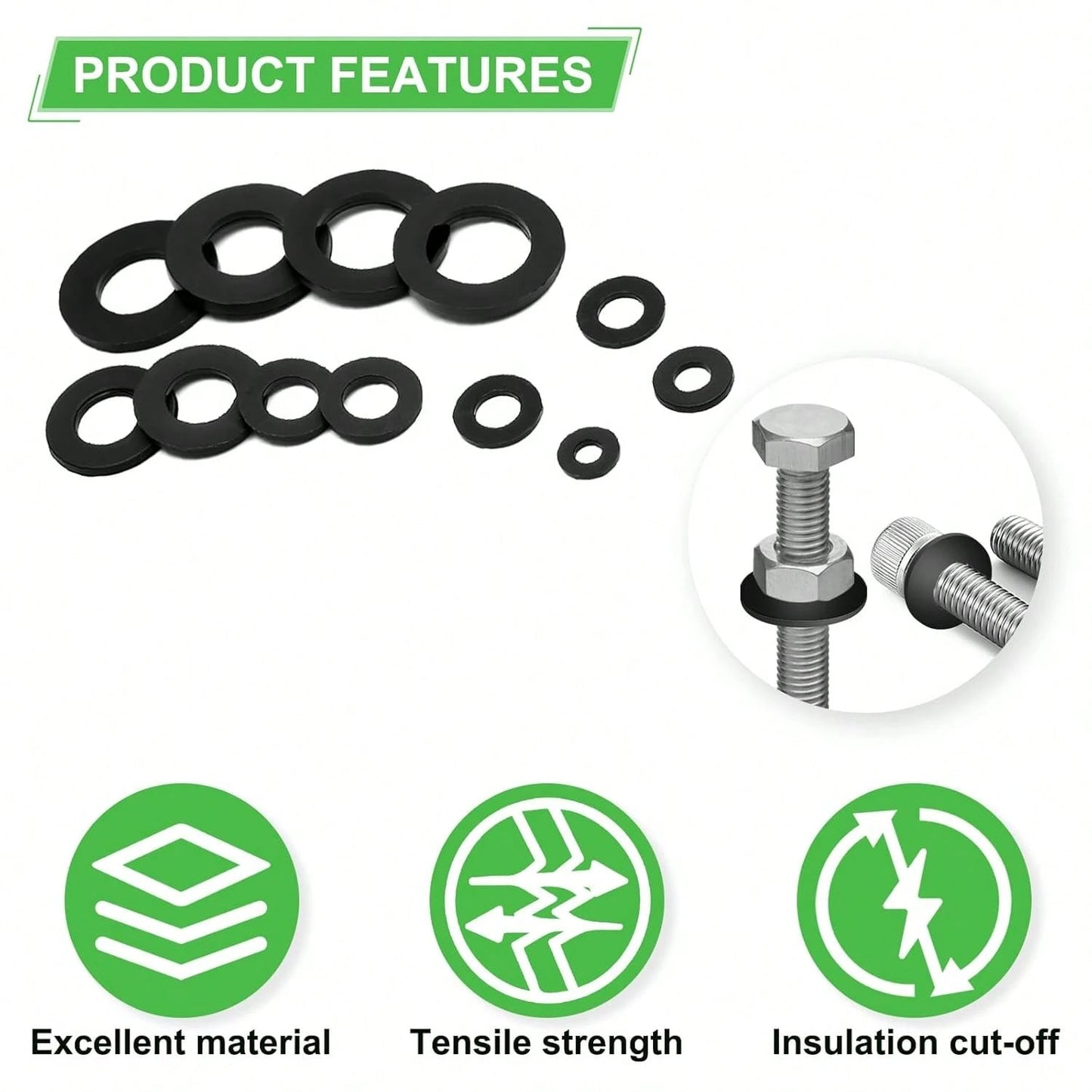 650-Pieces Nylon Flat Washer For Screws Bolts, 7 Sizes Black Plastic Washers Assortment Kit (M3-M12), Assorted Screw Washers Washer Set For Household &Amp; Commercial