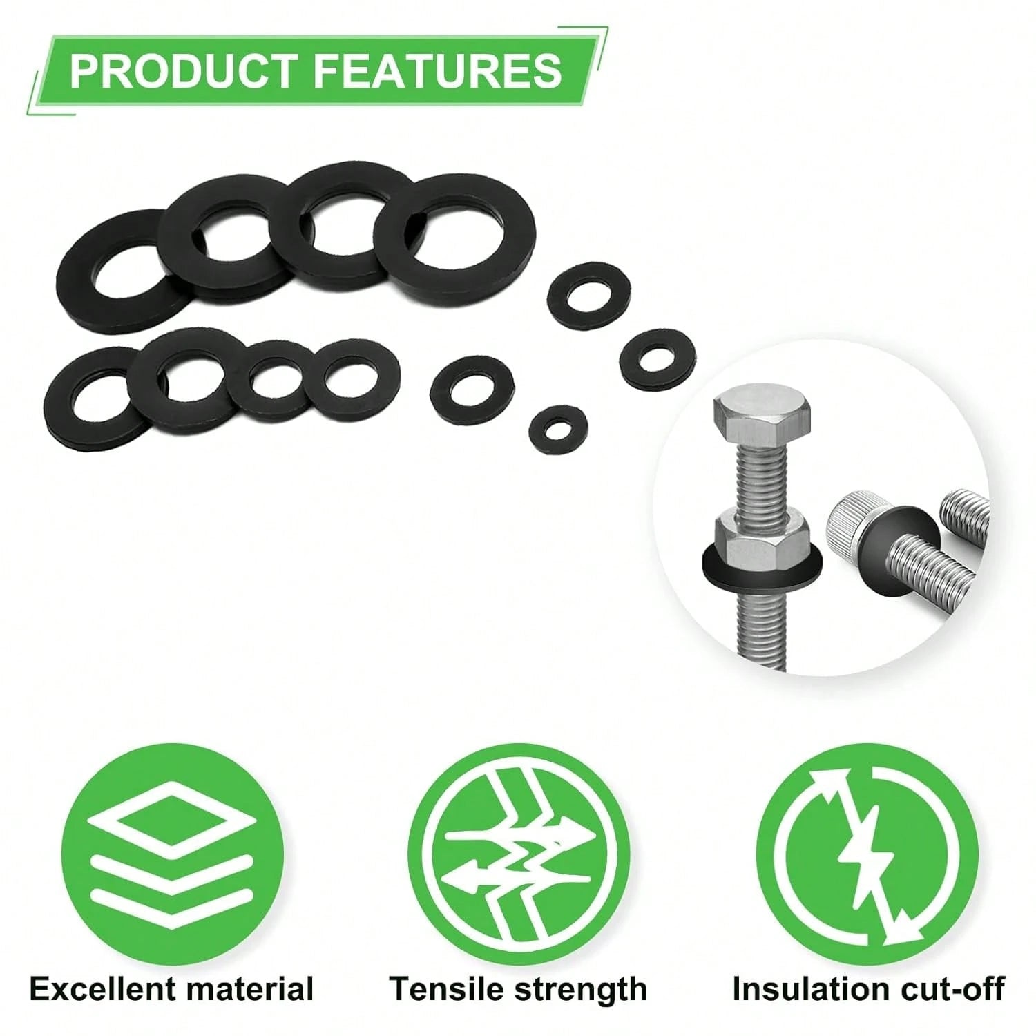 650-Pieces Nylon Flat Washer For Screws Bolts, 7 Sizes Black Plastic Washers Assortment Kit (M3-M12), Assorted Screw Washers Washer Set For Household &Amp; Commercial