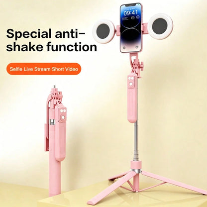 66.93inth Selfie Stick Tripod With Ring Light 360°Rotation, Wireless Bluetooth Remote. Perfect For Selfies, Videos & Live Streaming. Fits Most Phones. Lightweight & Travel-Ready, Capture Life.