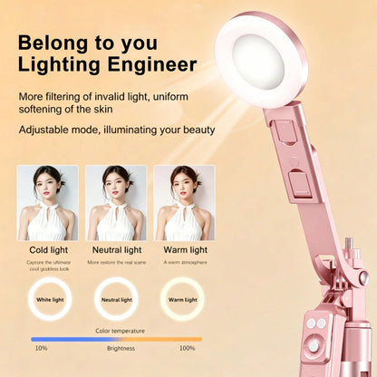 66.93inth Selfie Stick Tripod With Ring Light 360°Rotation, Wireless Bluetooth Remote. Perfect For Selfies, Videos & Live Streaming. Fits Most Phones. Lightweight & Travel-Ready, Capture Life.