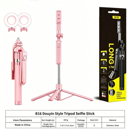 66.93inth Selfie Stick Tripod With Ring Light 360°Rotation, Wireless Bluetooth Remote. Perfect For Selfies, Videos & Live Streaming. Fits Most Phones. Lightweight & Travel-Ready, Capture Life.