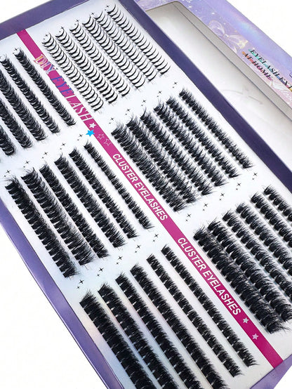 672pcs D-Curl Fluffy False, 50D-150D Cluster Lashes, 0.07mm D-Curl 10-18mm Mixed Natural Eyelash Extension, Super Thick Growth Cluster Lashes, DCurled Individual LashesSlim Long Lashes,Suitable For B