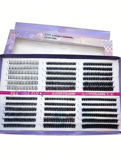 672pcs D-Curl Fluffy False, 50D-150D Cluster Lashes, 0.07mm D-Curl 10-18mm Mixed Natural Eyelash Extension, Super Thick Growth Cluster Lashes, DCurled Individual LashesSlim Long Lashes,Suitable For B