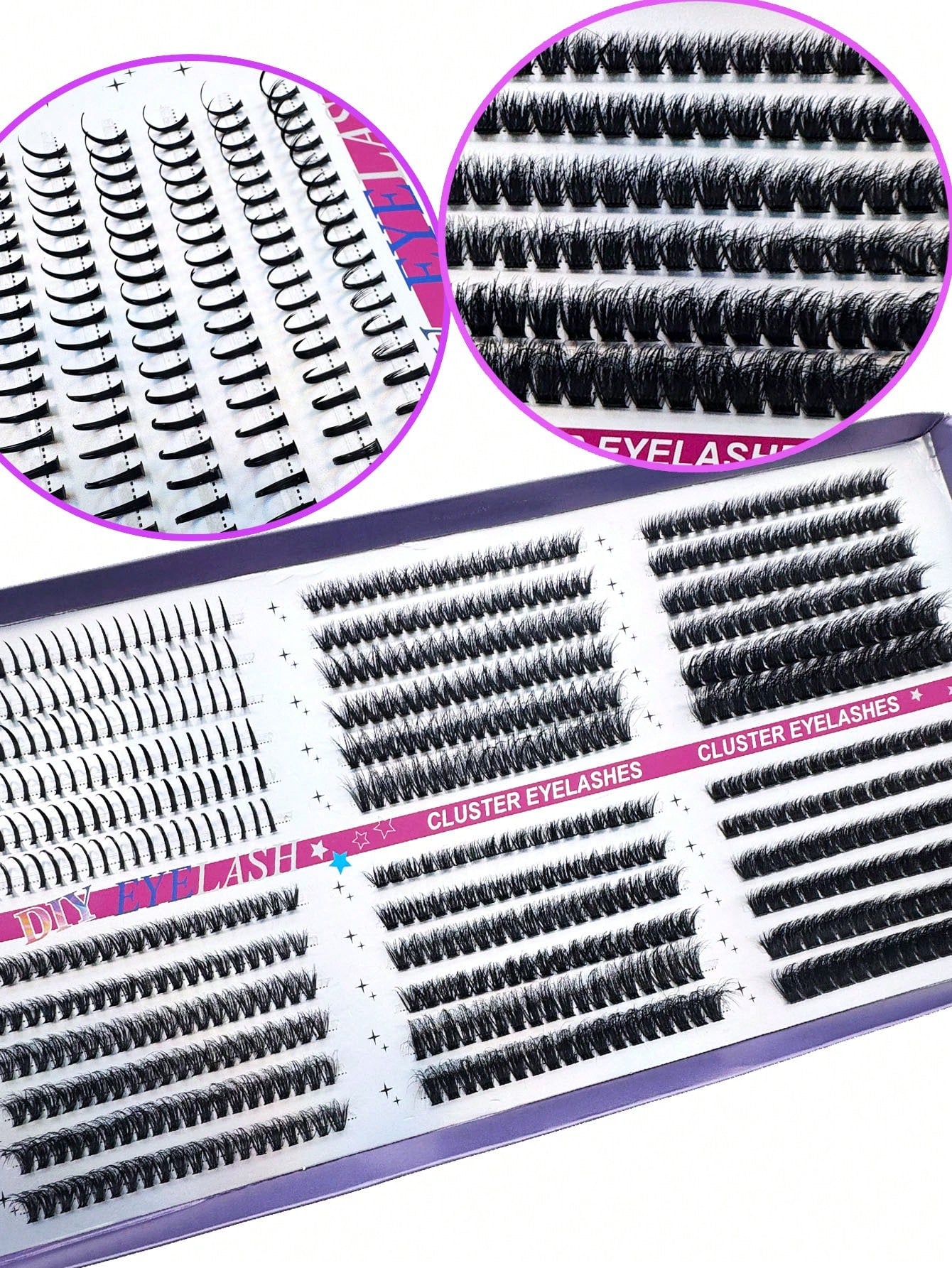 672pcs D-Curl Fluffy False, 50D-150D Cluster Lashes, 0.07mm D-Curl 10-18mm Mixed Natural Eyelash Extension, Super Thick Growth Cluster Lashes, DCurled Individual LashesSlim Long Lashes,Suitable For B
