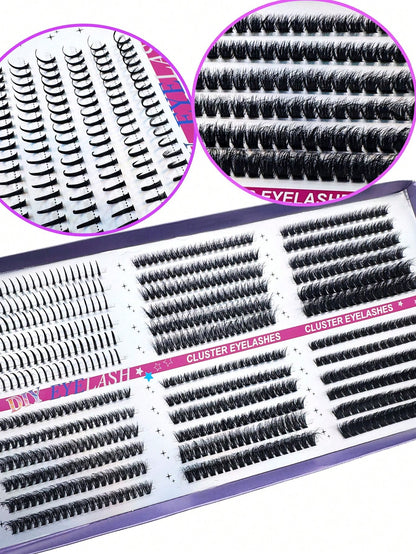 672pcs D-Curl Fluffy False, 50D-150D Cluster Lashes, 0.07mm D-Curl 10-18mm Mixed Natural Eyelash Extension, Super Thick Growth Cluster Lashes, DCurled Individual LashesSlim Long Lashes,Suitable For B