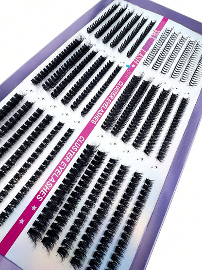 672pcs D-Curl Fluffy False, 50D-150D Cluster Lashes, 0.07mm D-Curl 10-18mm Mixed Natural Eyelash Extension, Super Thick Growth Cluster Lashes, DCurled Individual LashesSlim Long Lashes,Suitable For B