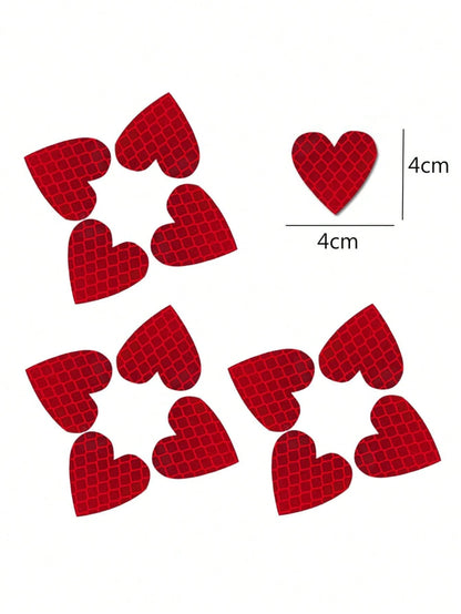 6pcs/12pcs Heart-Shaped Reflective Car Stickers, Glow-In-The-Dark Warning Reflective Decals, Suitable For Motorcycles And Electric Vehicles