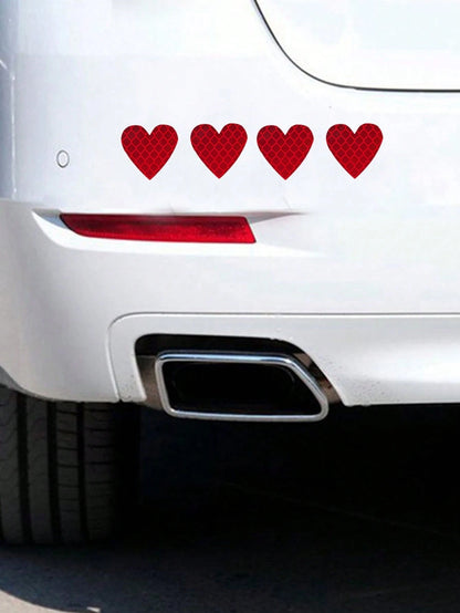 6pcs/12pcs Heart-Shaped Reflective Car Stickers, Glow-In-The-Dark Warning Reflective Decals, Suitable For Motorcycles And Electric Vehicles