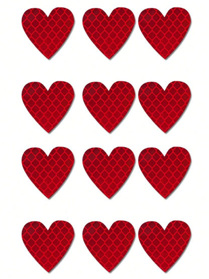 6pcs/12pcs Heart-Shaped Reflective Car Stickers, Glow-In-The-Dark Warning Reflective Decals, Suitable For Motorcycles And Electric Vehicles