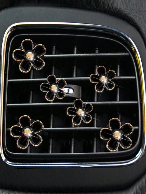 6pcs Alloy Chrysanthemum Shaped Air Vent Clip Car Air Freshener Decorations For Car Air Conditioner