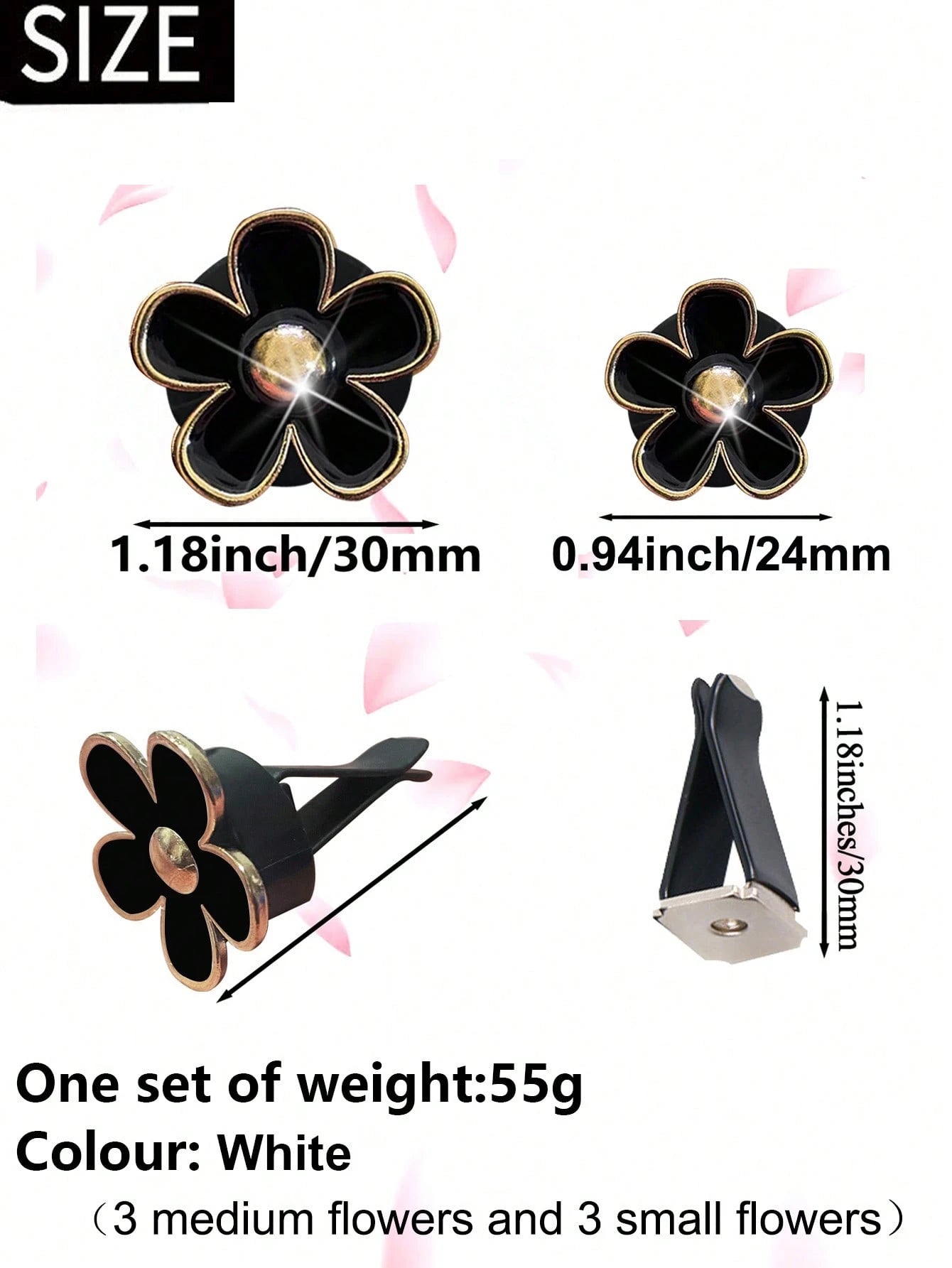 6pcs Alloy Chrysanthemum Shaped Air Vent Clip Car Air Freshener Decorations For Car Air Conditioner