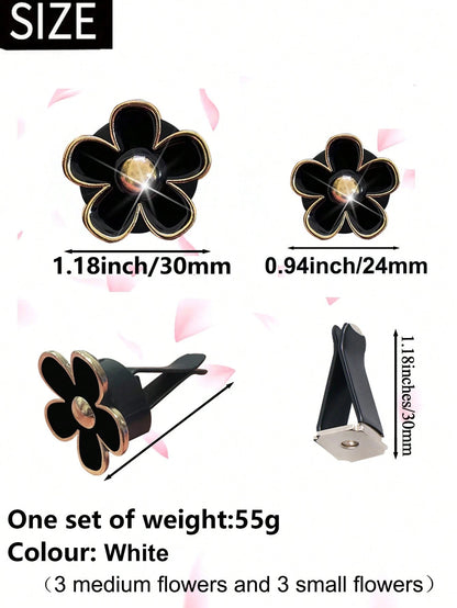 6pcs Alloy Chrysanthemum Shaped Air Vent Clip Car Air Freshener Decorations For Car Air Conditioner