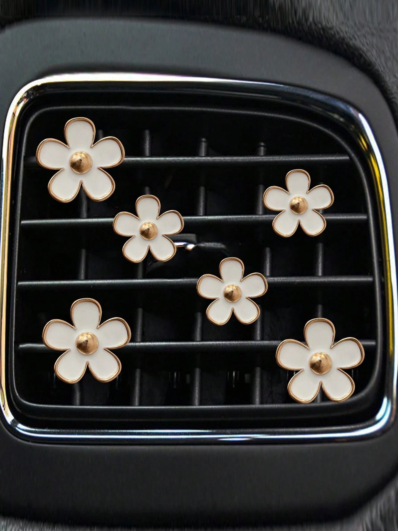 6pcs Alloy Chrysanthemum Shaped Air Vent Clip Car Air Freshener Decorations For Car Air Conditioner