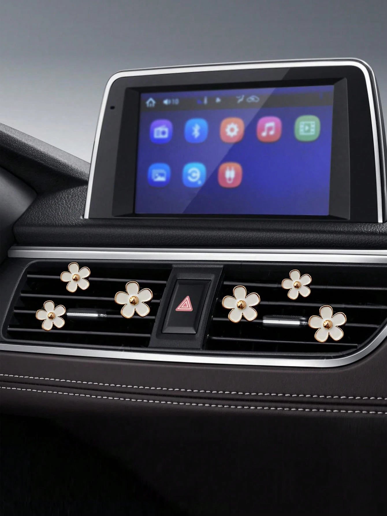 6pcs Alloy Chrysanthemum Shaped Air Vent Clip Car Air Freshener Decorations For Car Air Conditioner