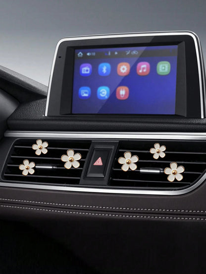 6pcs Alloy Chrysanthemum Shaped Air Vent Clip Car Air Freshener Decorations For Car Air Conditioner