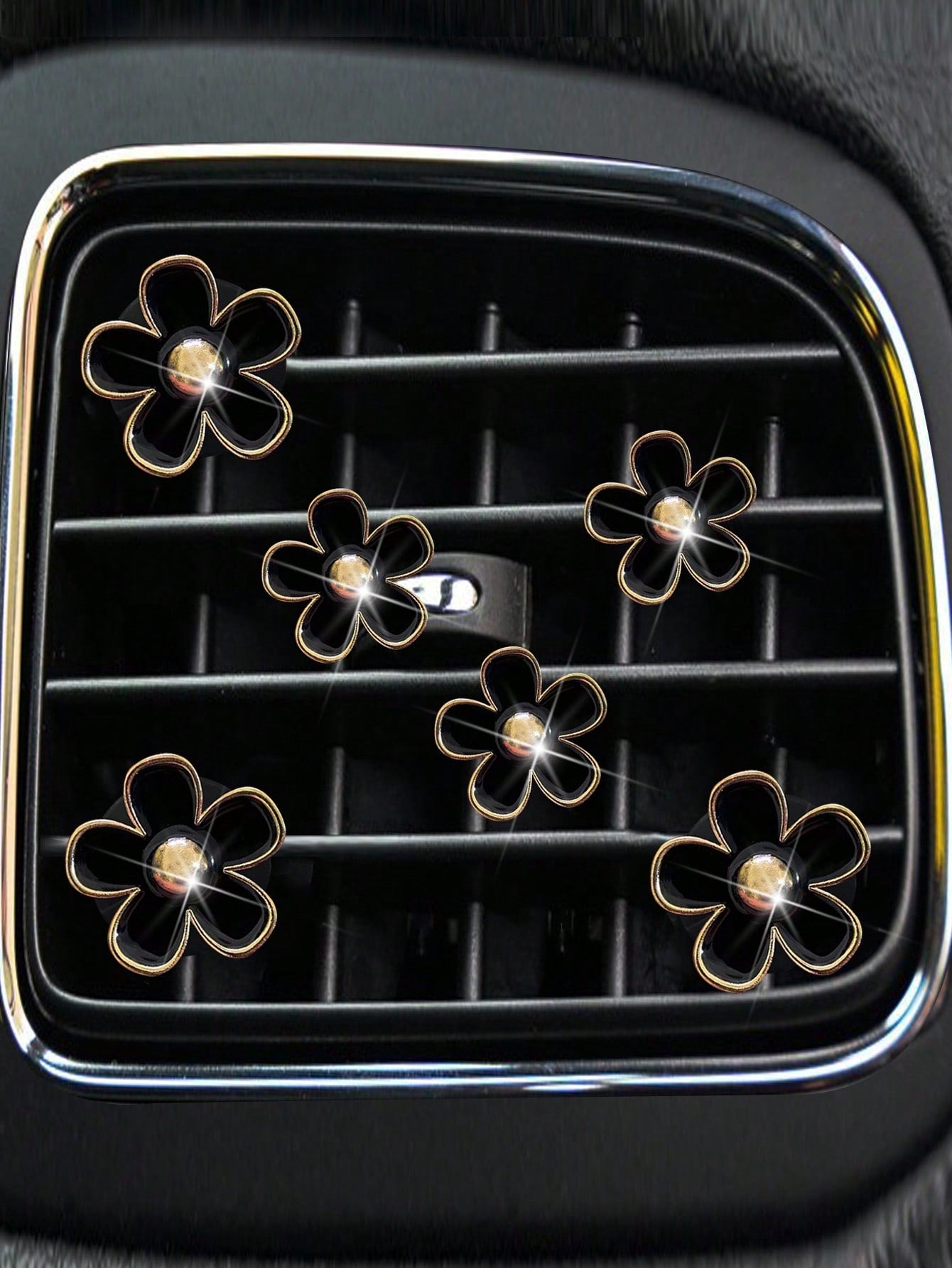 6pcs Alloy Chrysanthemum Shaped Air Vent Clip Car Air Freshener Decorations For Car Air Conditioner