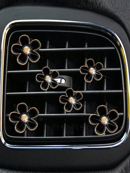 6pcs Alloy Chrysanthemum Shaped Air Vent Clip Car Air Freshener Decorations For Car Air Conditioner