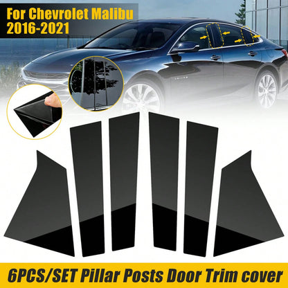 6pcs Black Window Pillar Post Door Trim Cover Set Malibu 2016-2021 KLZK