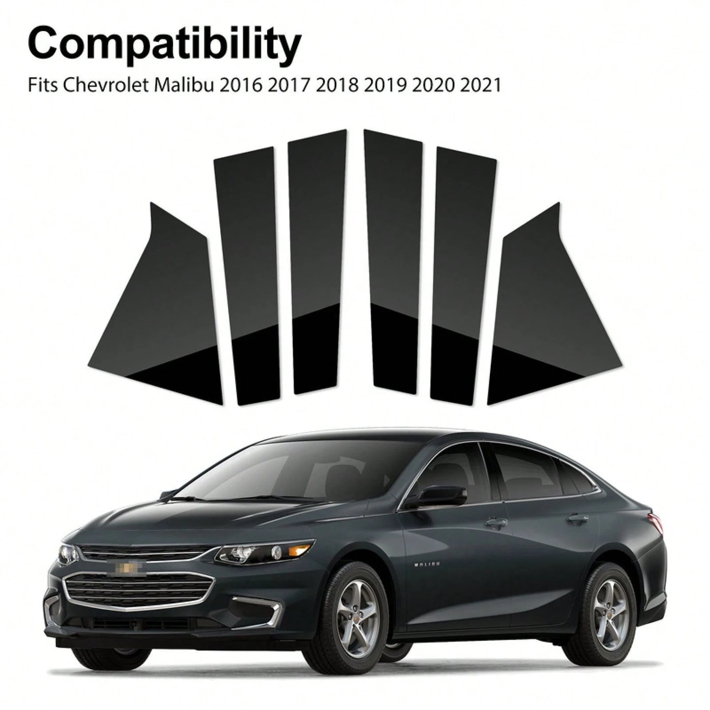 6pcs Black Window Pillar Post Door Trim Cover Set Malibu 2016-2021 KLZK