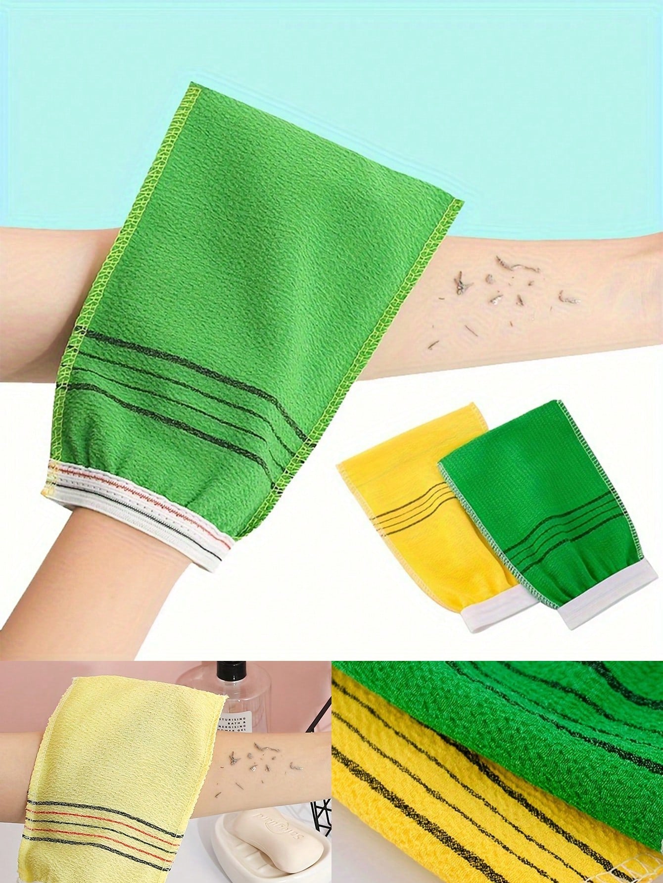 6pcs Exfoliating Towels, Korean Exfoliating Gloves, Colorful Korean Exfoliating Cloths, Removes Dryness, Large Size Exfoliating Body Scrub, Exfoliating Bathing Body Scrub Gloves, Callus Remover Gloves