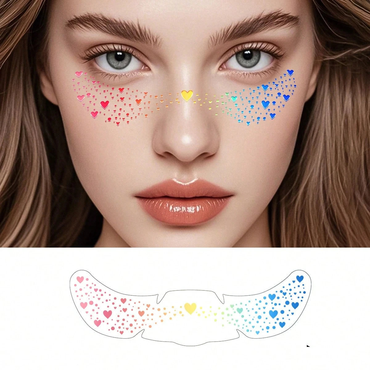6pcs Holographic Glitter Freckle Face Temporary Tattoo Stickers, Waterproof Shiny Body Glitter Dot Stickers, Cute Star Glitter Stickers, Festival Party Makeup Accessories