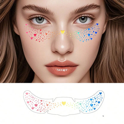 6pcs Holographic Glitter Freckle Face Temporary Tattoo Stickers, Waterproof Shiny Body Glitter Dot Stickers, Cute Star Glitter Stickers, Festival Party Makeup Accessories