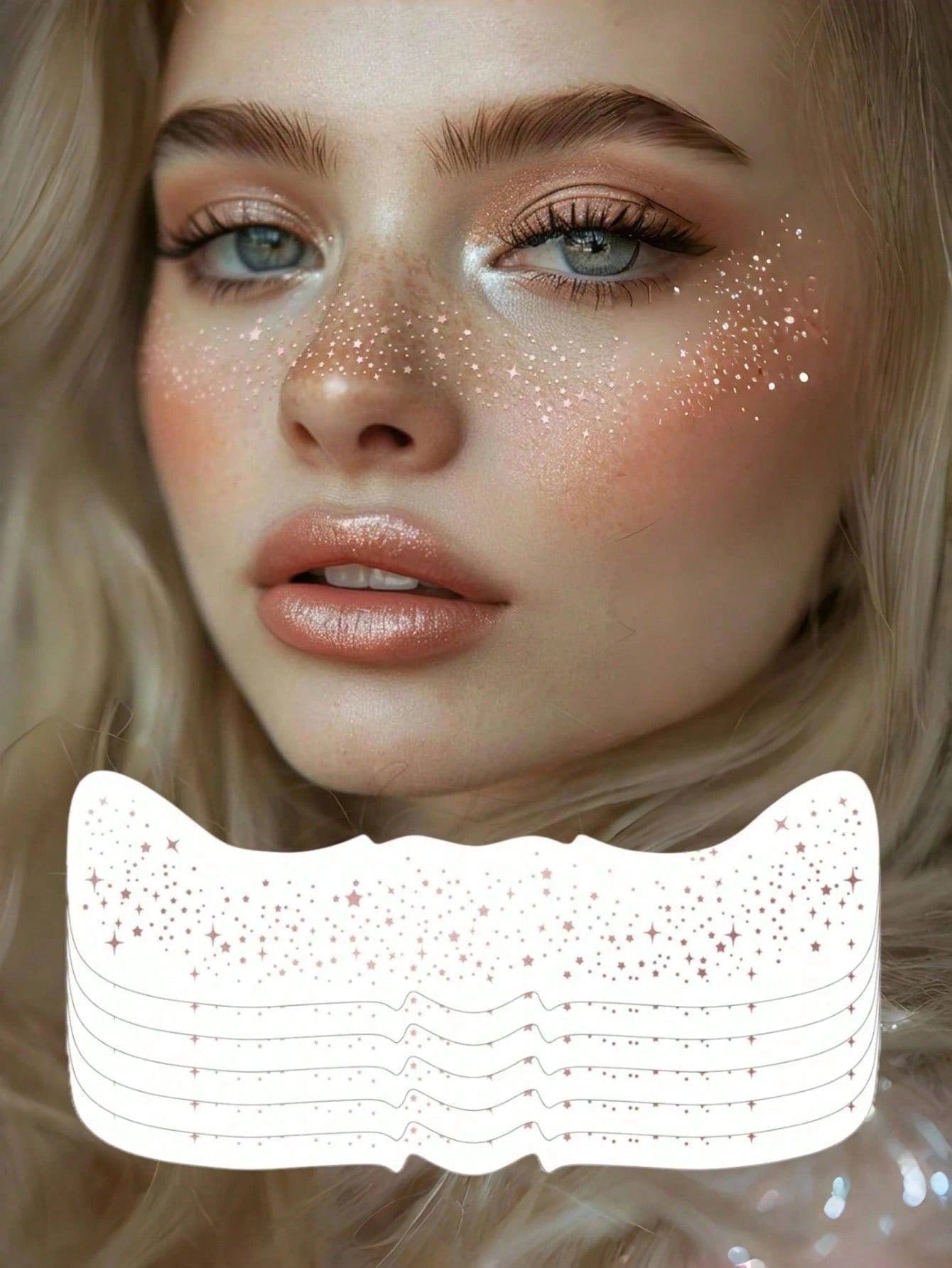 6pcs Holographic Glitter Freckle Face Temporary Tattoo Stickers, Waterproof Shiny Body Glitter Dot Stickers, Cute Star Glitter Stickers, Festival Party Makeup Accessories
