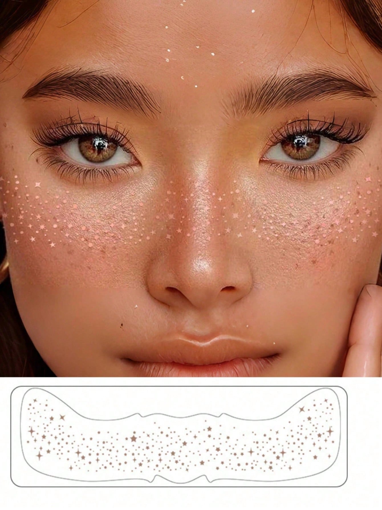 6pcs Holographic Glitter Freckle Face Temporary Tattoo Stickers, Waterproof Shiny Body Glitter Dot Stickers, Cute Star Glitter Stickers, Festival Party Makeup Accessories