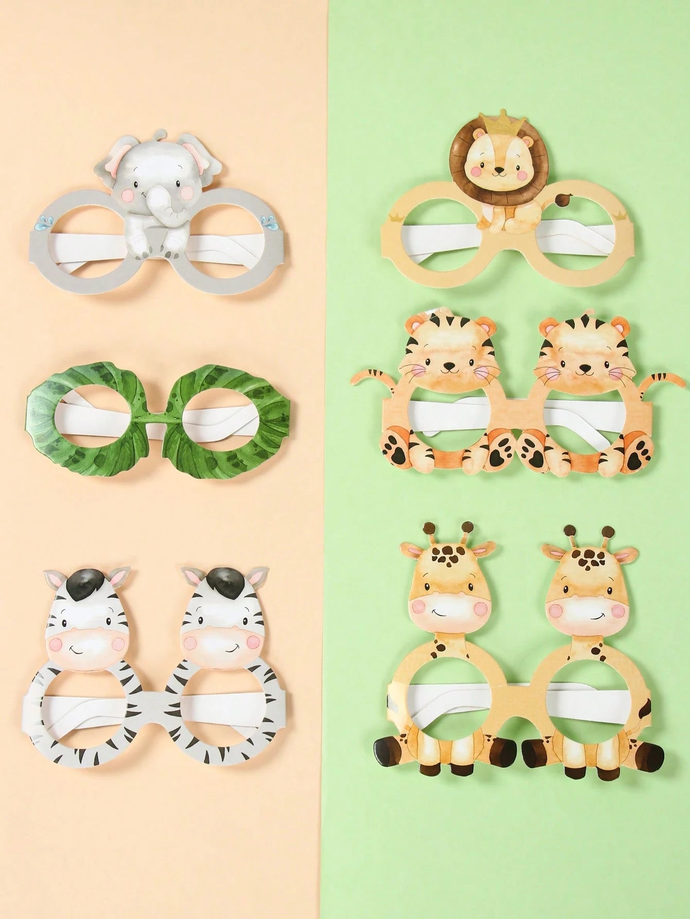 6pcs Jungle Animal Style Paper Glasses, Birthday Party Decorative Paper Glasses, Baby Shower Party Photo Props Glasses, 1st Birthday Party Supplies, Happy Birthday Party Glasses, Wild Theme Birthday P