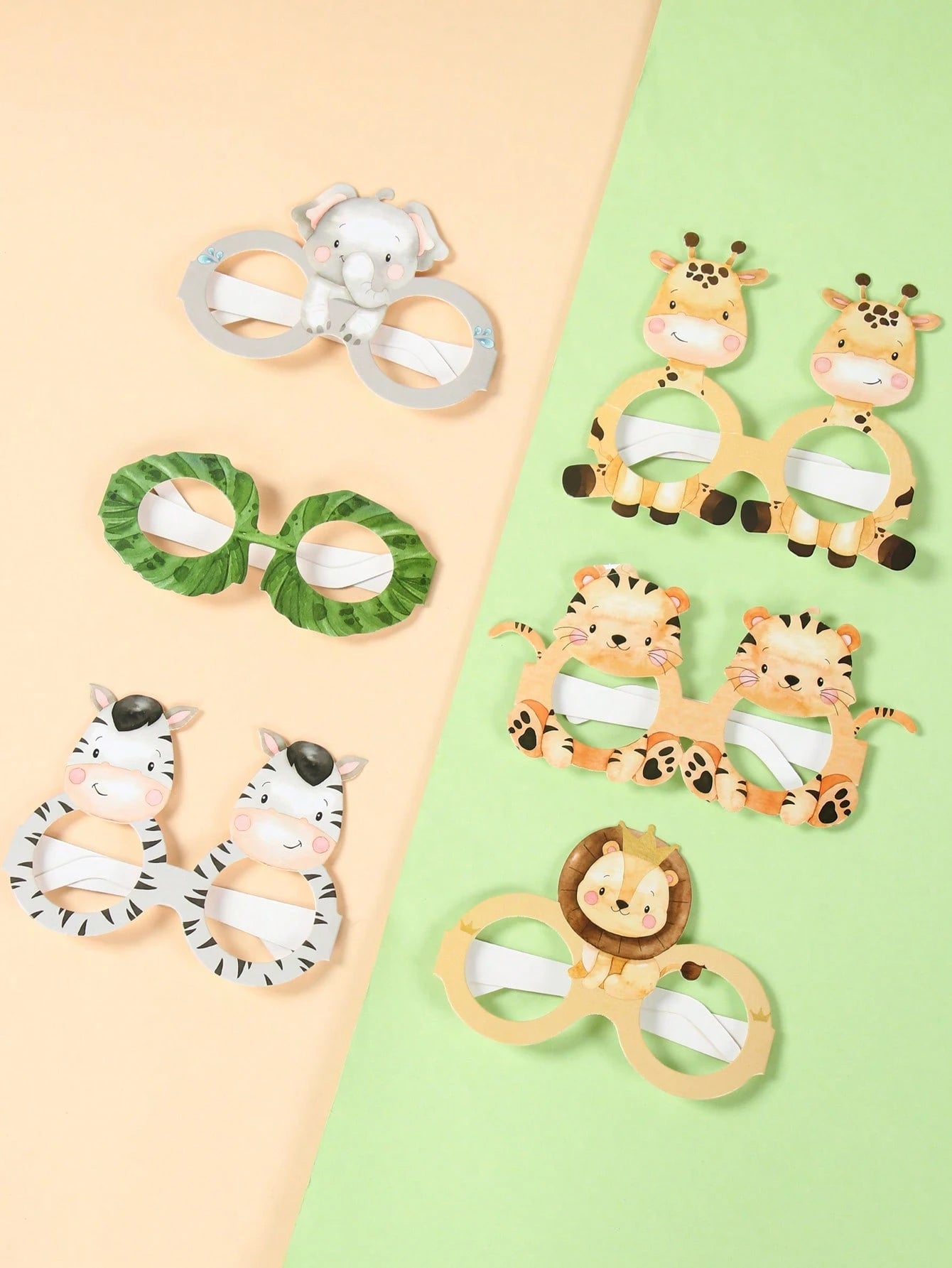 6pcs Jungle Animal Style Paper Glasses, Birthday Party Decorative Paper Glasses, Baby Shower Party Photo Props Glasses, 1st Birthday Party Supplies, Happy Birthday Party Glasses, Wild Theme Birthday P