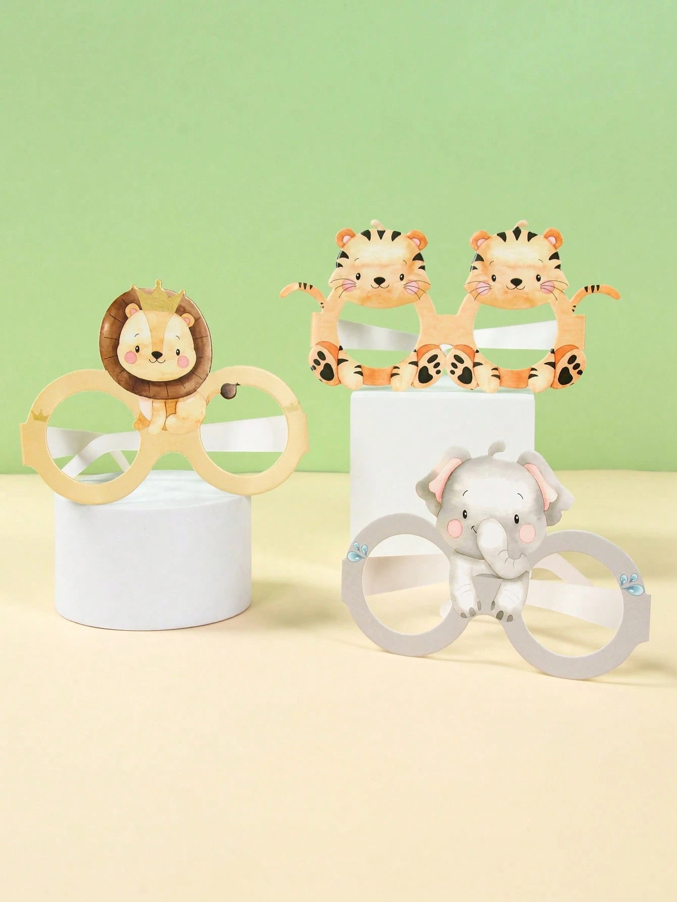6pcs Jungle Animal Style Paper Glasses, Birthday Party Decorative Paper Glasses, Baby Shower Party Photo Props Glasses, 1st Birthday Party Supplies, Happy Birthday Party Glasses, Wild Theme Birthday P