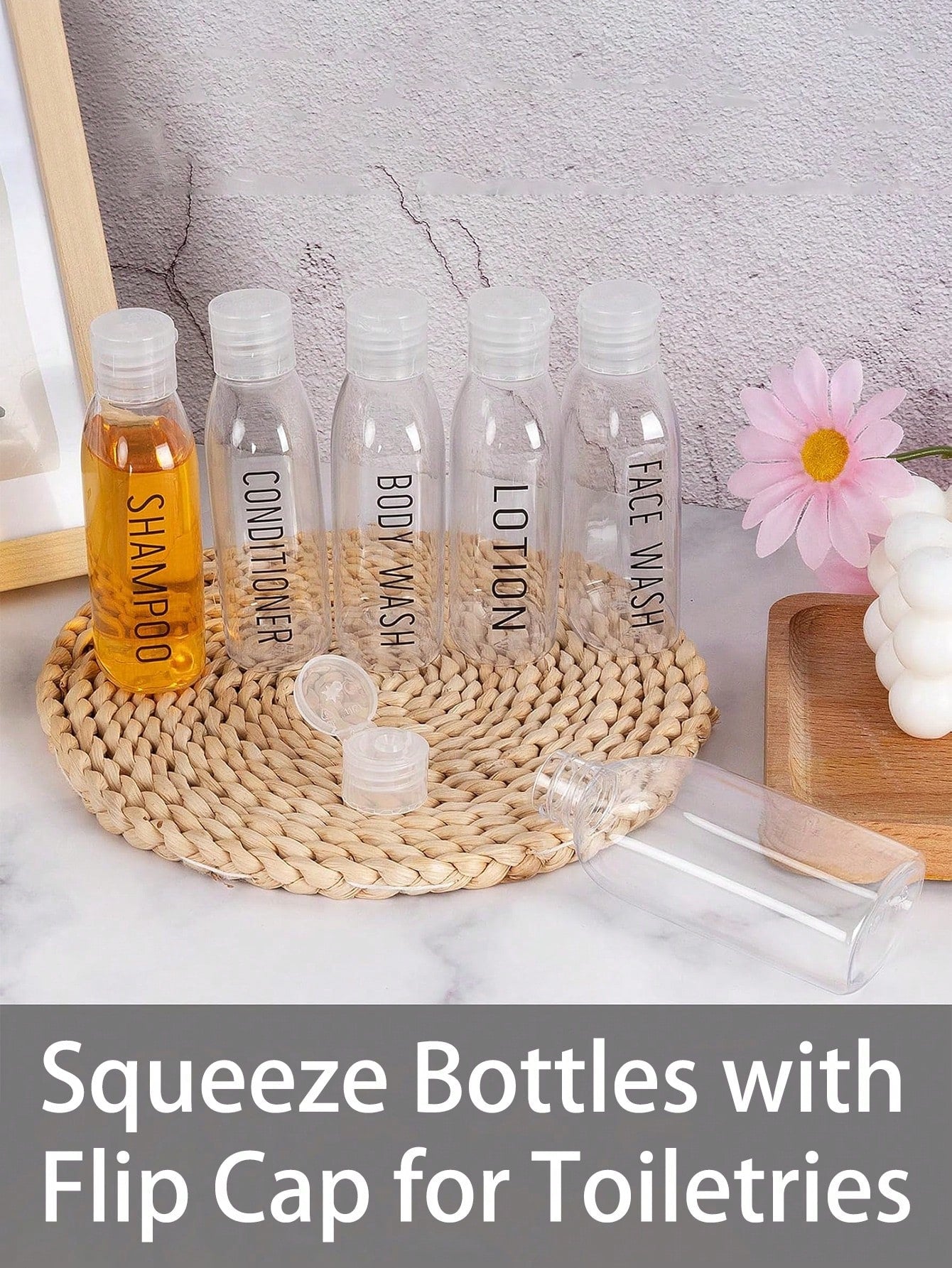 6pcs Leak-Proof Travel Bottles, 3.4 Oz Transparent Plastic With Flip Cap- Refillable Containers For Shampoo, Conditioner, Body Wash And Other Toiletries- Travel Essential Portable Design, Liquid Sto