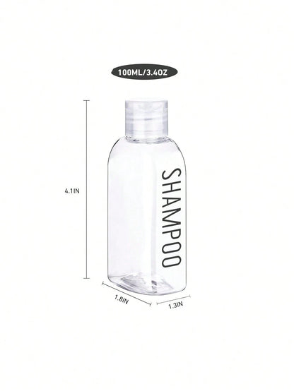 6pcs Leak-Proof Travel Bottles, 3.4 Oz Transparent Plastic With Flip Cap- Refillable Containers For Shampoo, Conditioner, Body Wash And Other Toiletries- Travel Essential Portable Design, Liquid Sto