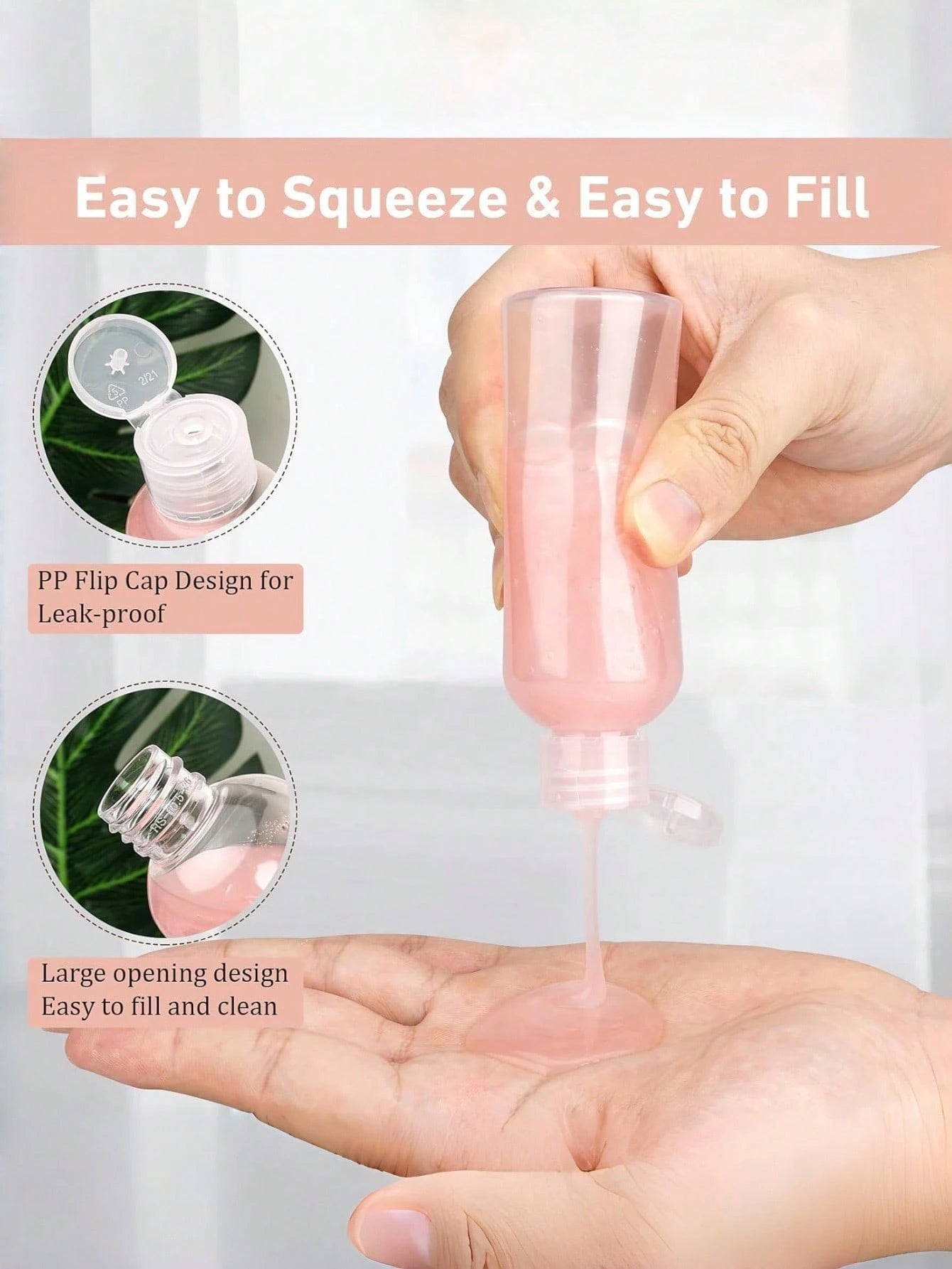 6pcs Leak-Proof Travel Bottles, 3.4 Oz Transparent Plastic With Flip Cap- Refillable Containers For Shampoo, Conditioner, Body Wash And Other Toiletries- Travel Essential Portable Design, Liquid Sto