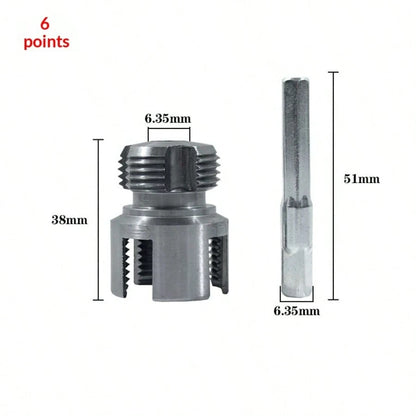 6pcs Pipe Threader Tool Kit, Dual-Function Pipe Threader Cutter, Suitable For 1/2in, 3/4in, 1in PVC/Plastic Pipes, Compatible With Electric Drill Pipe Threading Set
