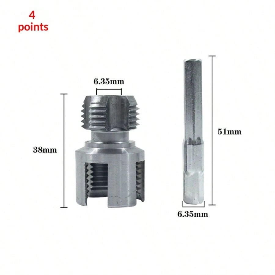 6pcs Pipe Threader Tool Kit, Dual-Function Pipe Threader Cutter, Suitable For 1/2in, 3/4in, 1in PVC/Plastic Pipes, Compatible With Electric Drill Pipe Threading Set
