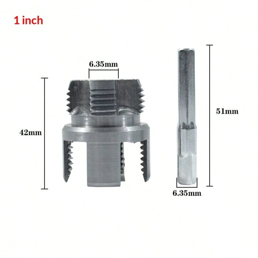 6pcs Pipe Threader Tool Kit, Dual-Function Pipe Threader Cutter, Suitable For 1/2in, 3/4in, 1in PVC/Plastic Pipes, Compatible With Electric Drill Pipe Threading Set