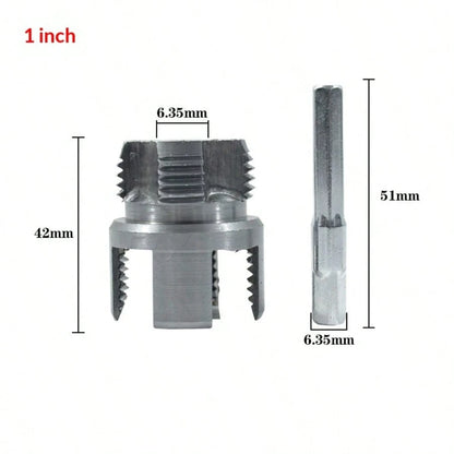 6pcs Pipe Threader Tool Kit, Dual-Function Pipe Threader Cutter, Suitable For 1/2in, 3/4in, 1in PVC/Plastic Pipes, Compatible With Electric Drill Pipe Threading Set