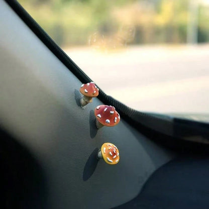 6pcs "Tilted Little Mushroom" Car Decor Mini Creative Dashboard Screen Door Window A-Pillar Ornament