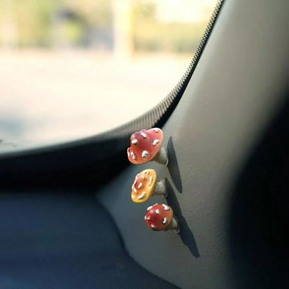 6pcs "Tilted Little Mushroom" Car Decor Mini Creative Dashboard Screen Door Window A-Pillar Ornament