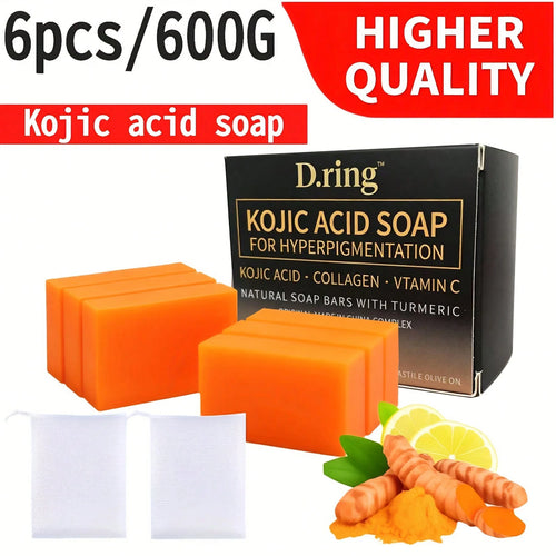 6PCS Wweimm Kojic Acid Soap, Brightening Skin Tone, Fading Dull Dark Spots, Gently Cleanses Skin Surface Impurities,Mild Skin-Friendly Formula, Suitable For Daily Face Body Cleansing, Home Skincare An
