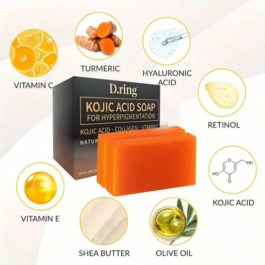 6PCS Wweimm Kojic Acid Soap, Brightening Skin Tone, Fading Dull Dark Spots, Gently Cleanses Skin Surface Impurities,Mild Skin-Friendly Formula, Suitable For Daily Face Body Cleansing, Home Skincare An