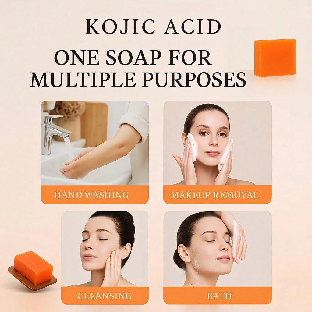 6PCS Wweimm Kojic Acid Soap, Brightening Skin Tone, Fading Dull Dark Spots, Gently Cleanses Skin Surface Impurities,Mild Skin-Friendly Formula, Suitable For Daily Face Body Cleansing, Home Skincare An