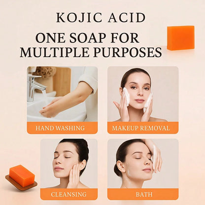 6PCS Wweimm Kojic Acid Soap, Brightening Skin Tone, Fading Dull Dark Spots, Gently Cleanses Skin Surface Impurities,Mild Skin-Friendly Formula, Suitable For Daily Face Body Cleansing, Home Skincare An