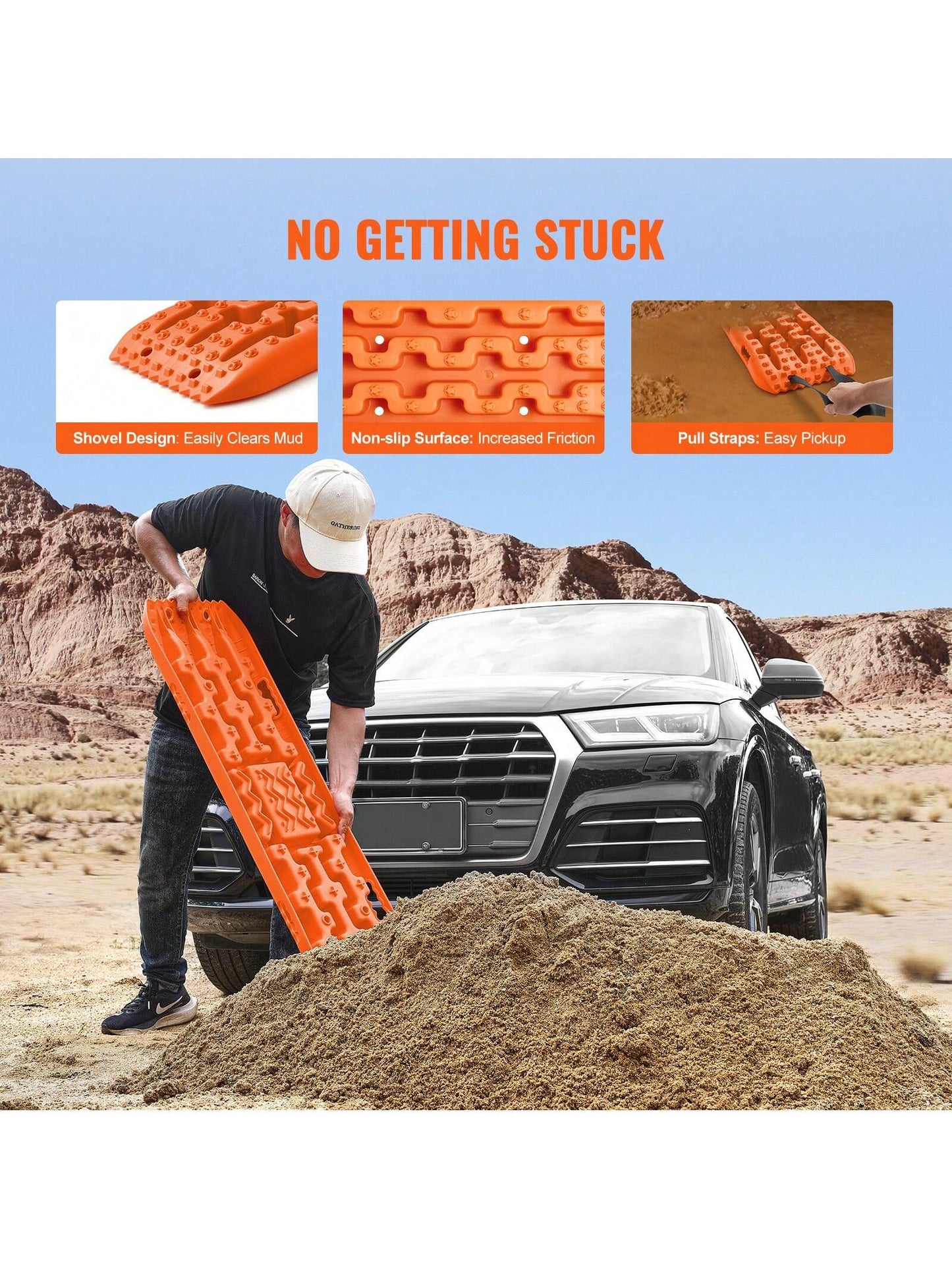 7/10 TON Traction Boards With TPR Or PP Material, Recovery Boards For Off-Road Vehicles/Cars/Pickups/SUVs/RVs, Pair Tire Traction Mats On Snow, Sand, Mud And Loose Terrain, Storage Bags