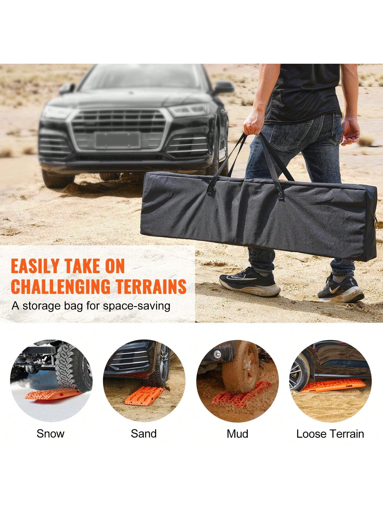 7/10 TON Traction Boards With TPR Or PP Material, Recovery Boards For Off-Road Vehicles/Cars/Pickups/SUVs/RVs, Pair Tire Traction Mats On Snow, Sand, Mud And Loose Terrain, Storage Bags