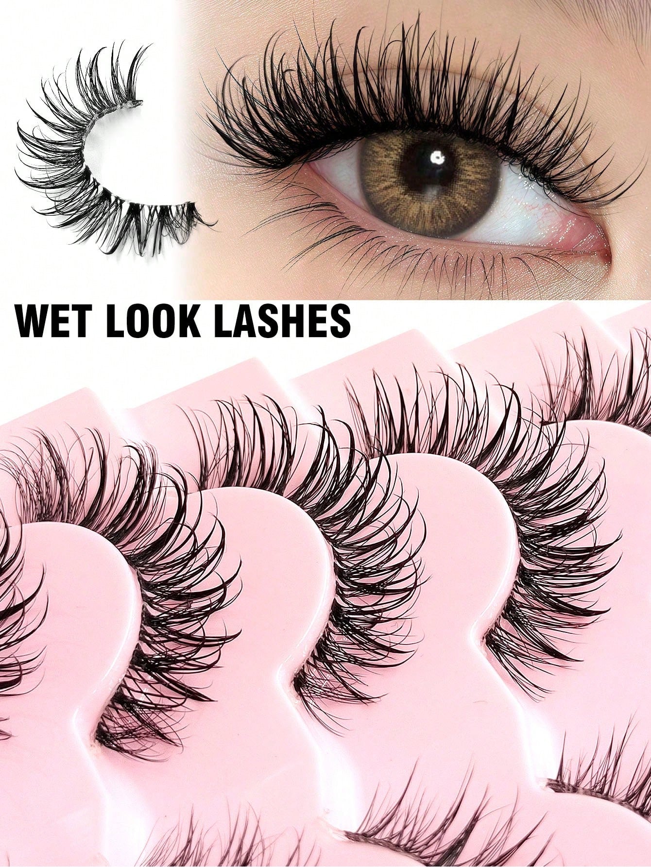 7 Pairs Cat Eye Wet Curly False Eyelashes- Spiky Cartoon Style Transparent Band Classic Manga Eye, Y2K Style Long Cat Eye Natural Exaggerated Eyelash Suitable For Daily And Party Makeup