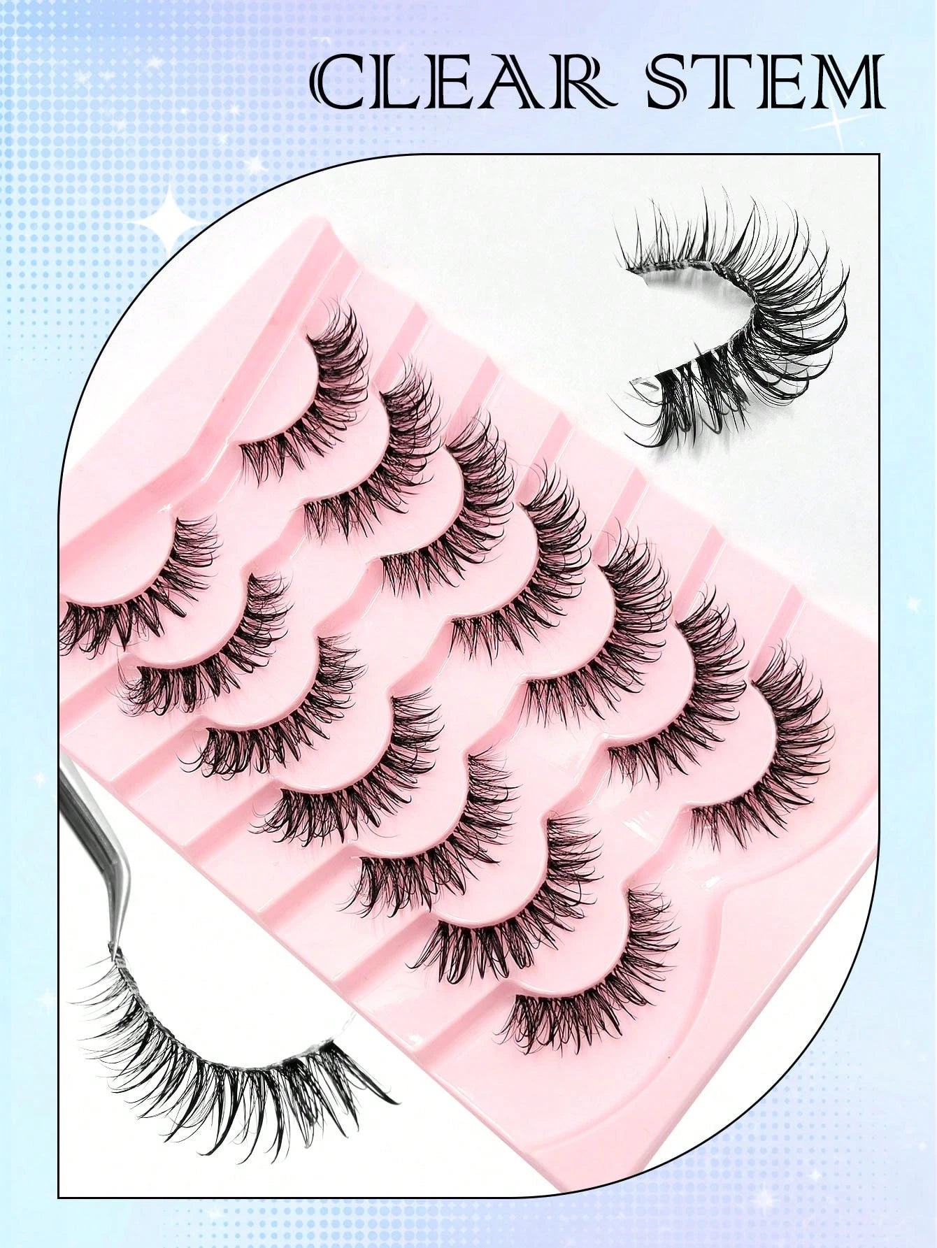 7 Pairs Cat Eye Wet Curly False Eyelashes- Spiky Cartoon Style Transparent Band Classic Manga Eye, Y2K Style Long Cat Eye Natural Exaggerated Eyelash Suitable For Daily And Party Makeup